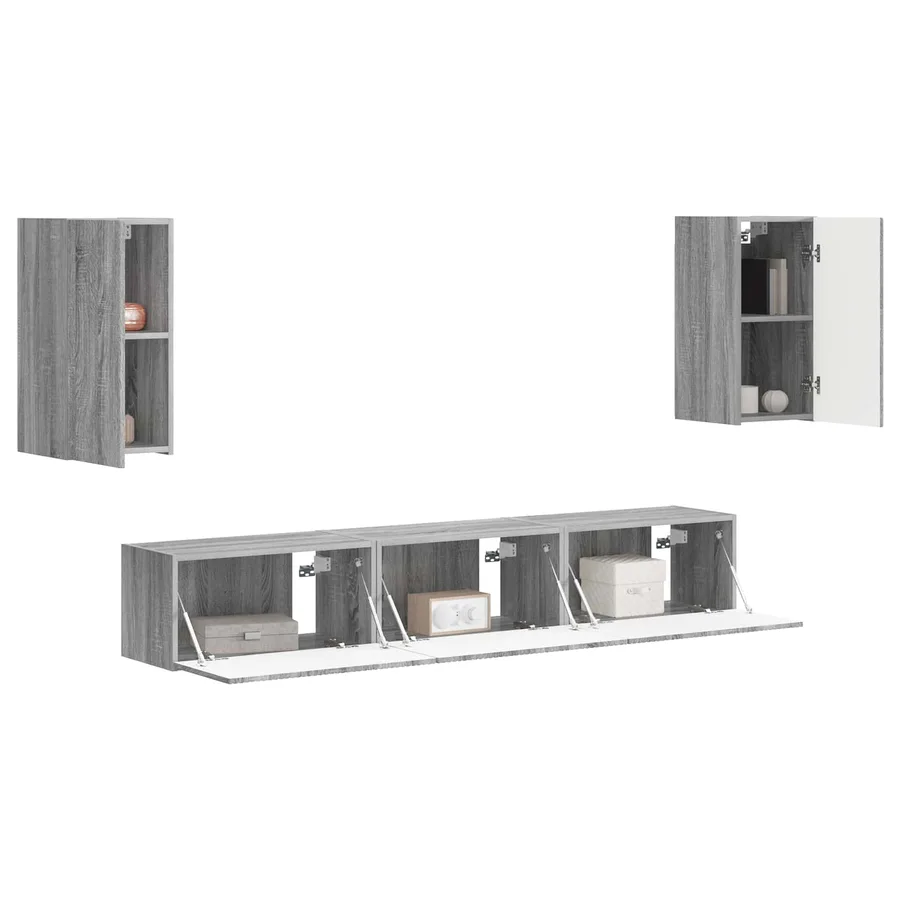 Ensemble meuble TV 5 pcs Gris Sonoma Bois d'ingénierie - 3