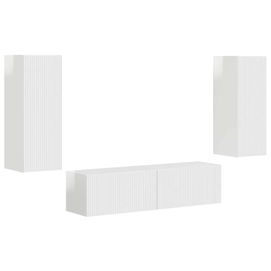 Ensemble meuble TV 2 pcs Blanc brillant Bois d'ingénierie - 2