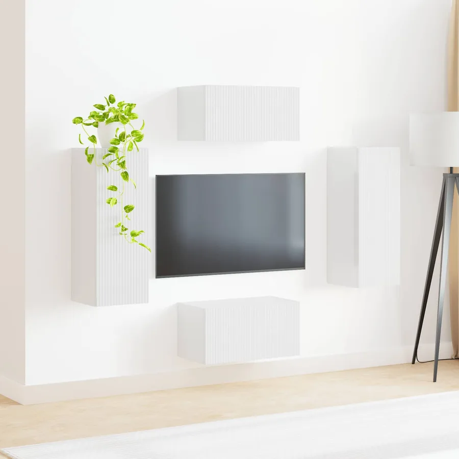 Ensemble meuble TV 2 pcs Blanc brillant Bois d'ingénierie - 4