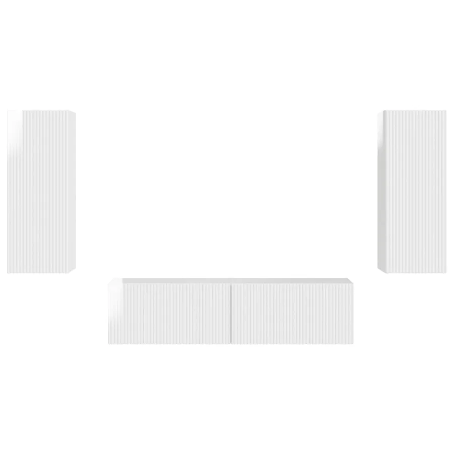 Ensemble meuble TV 2 pcs Blanc brillant Bois d'ingénierie - 7