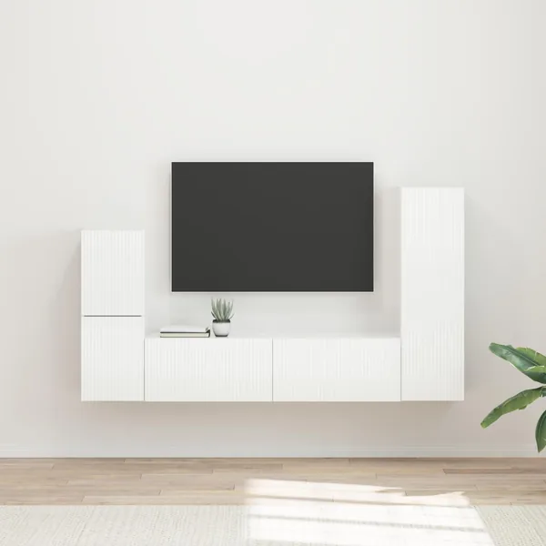 Ensemble meuble TV 4 pcs Blanc brillant Bois d'ingénierie