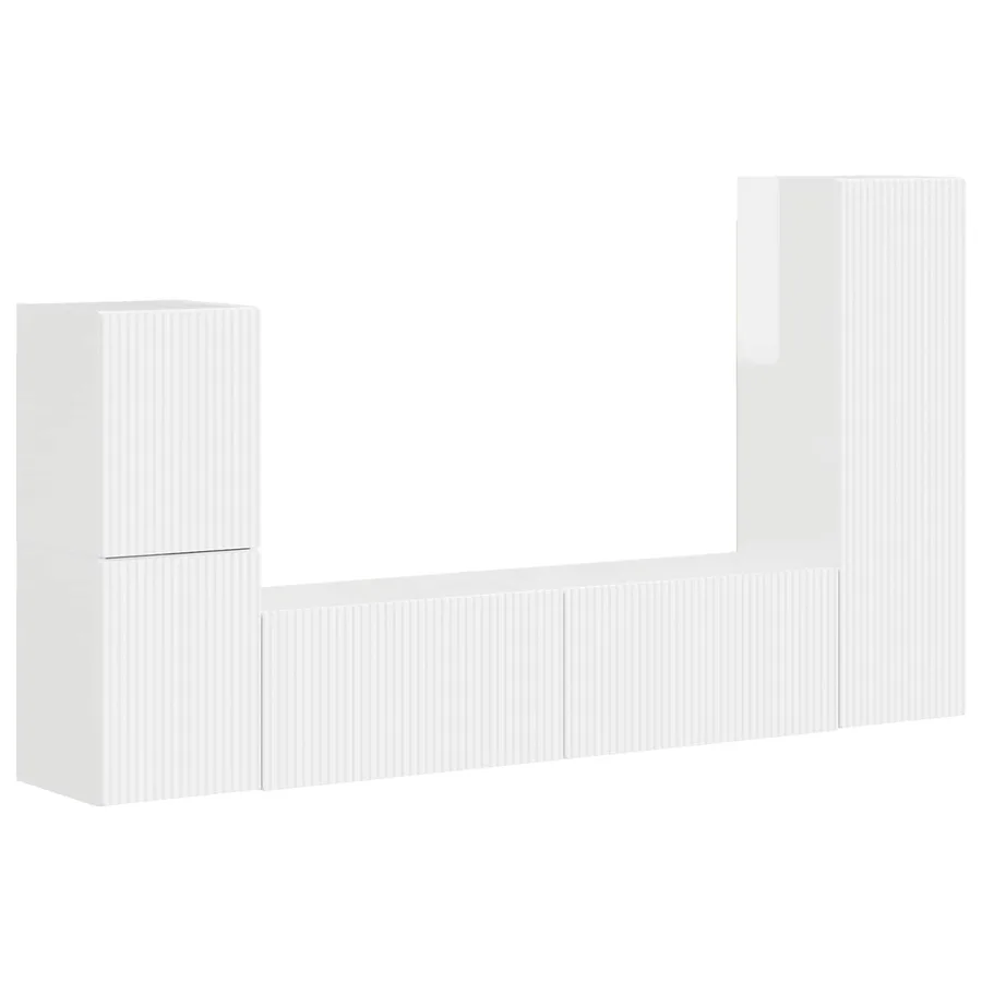 Ensemble meuble TV 4 pcs Blanc brillant Bois d'ingénierie - 2