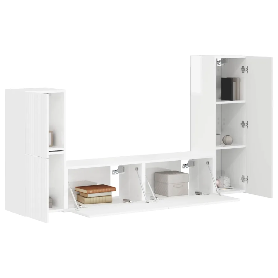 Ensemble meuble TV 4 pcs Blanc brillant Bois d'ingénierie - 3