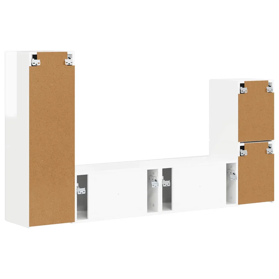 Ensemble meuble TV 4 pcs Blanc brillant Bois d'ingénierie - 9