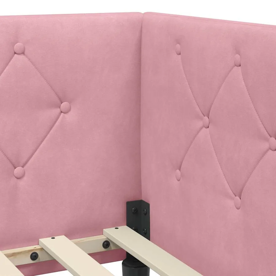 Cadre de lit d'angle Rose 90 x 190 cm Velours - 10