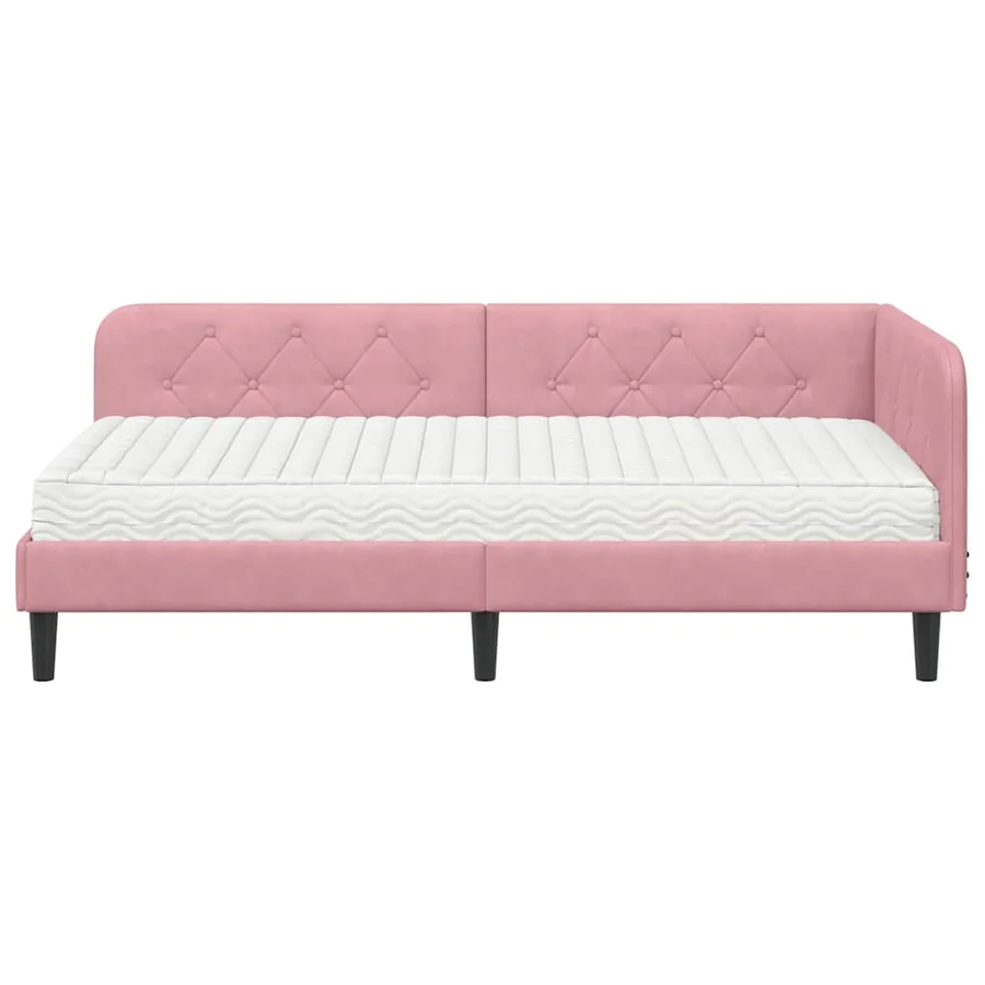 Cadre de lit d'angle Rose 90 x 190 cm Velours - 5