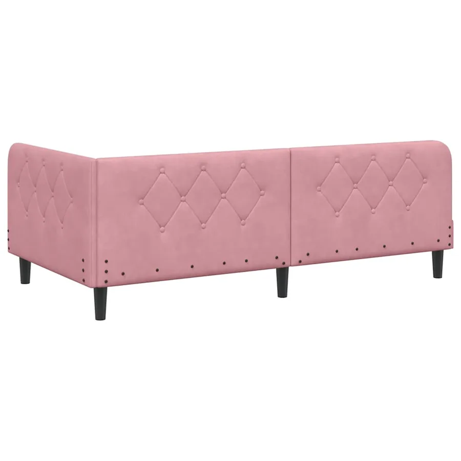 Cadre de lit d'angle Rose 90 x 190 cm Velours - 9