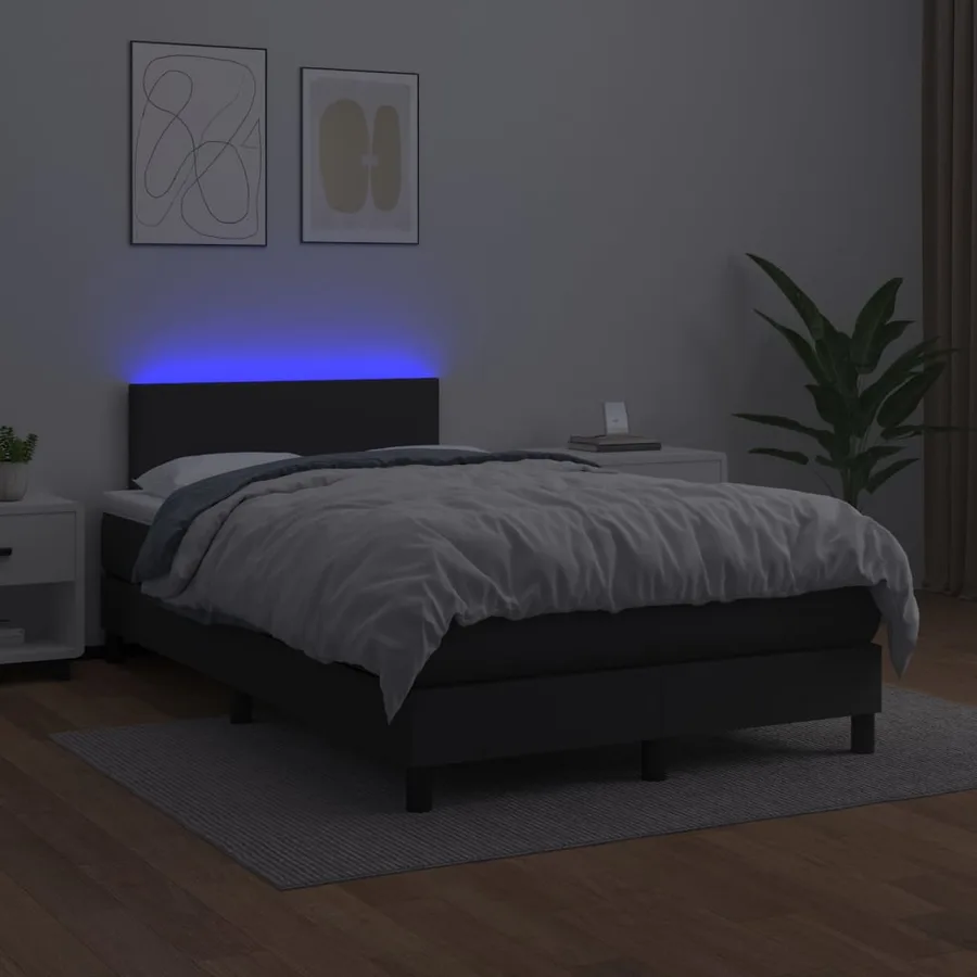 Sommier à lattes de lit avec matelas et LED Noir 120x200cm - 4
