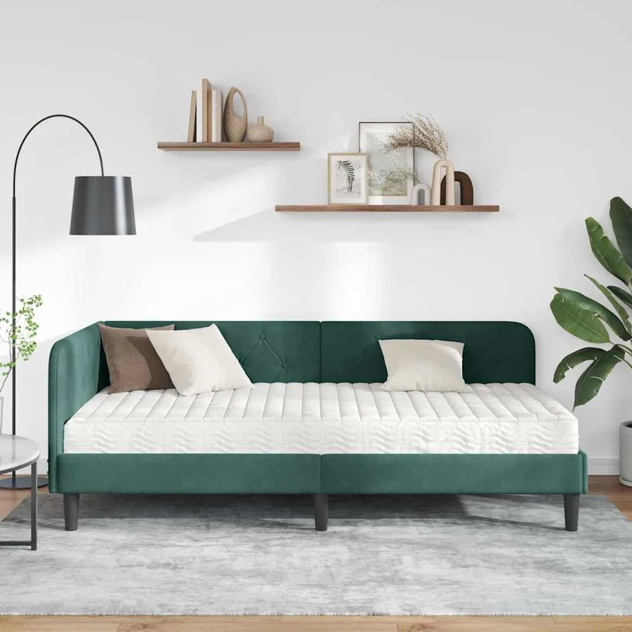 Cadre de lit d'angle Vert foncé 100 x 200 cm Velours - 4