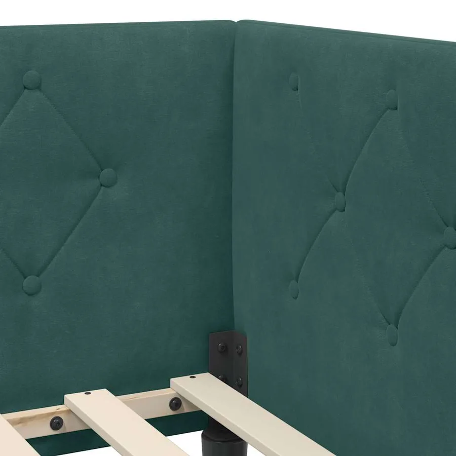 Cadre de lit d'angle Vert foncé 100 x 200 cm Velours - 8