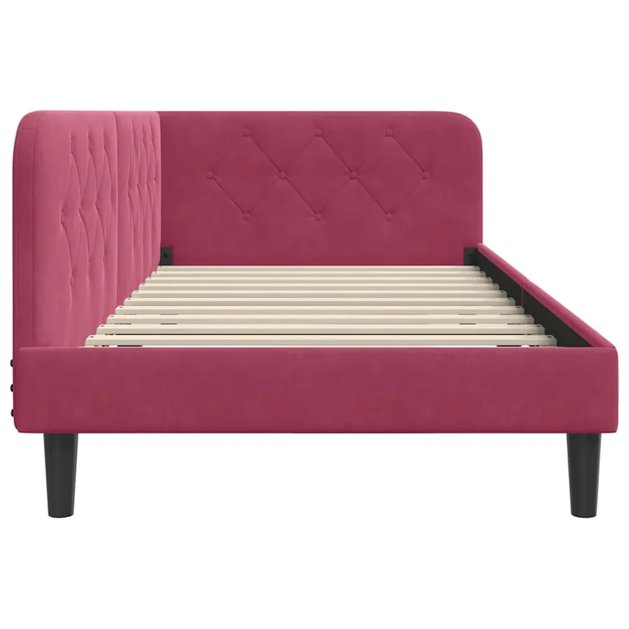 Cadre de lit d'angle Bordeaux 100 x 200 cm Velours - 6