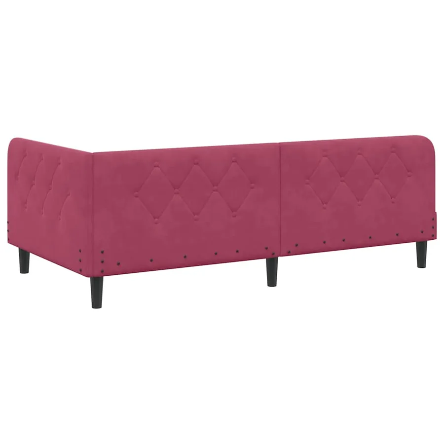 Cadre de lit d'angle Bordeaux 100 x 200 cm Velours - 7