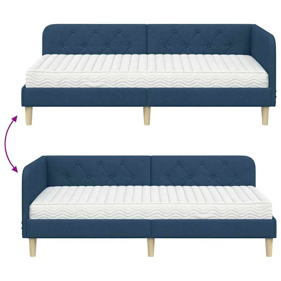 Cadre de lit d'angle Bleu 100 x 200 cm tissu - 12