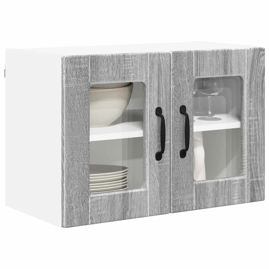 Cabinet en verre mural PORTO Gris Sonoma 60 x 31 x 40 cm - 3
