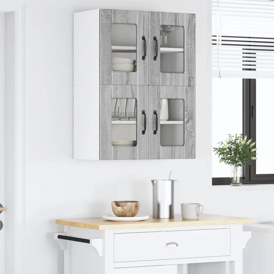 Cabinet en verre mural PORTO Gris Sonoma 60 x 31 x 40 cm - 4