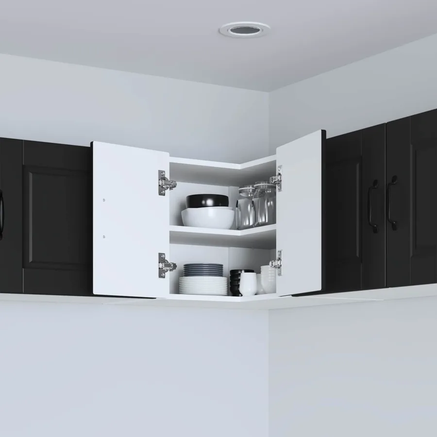 Cabinet d'angle mural PORTO Noir 57 x 57 x 40 cm - 4