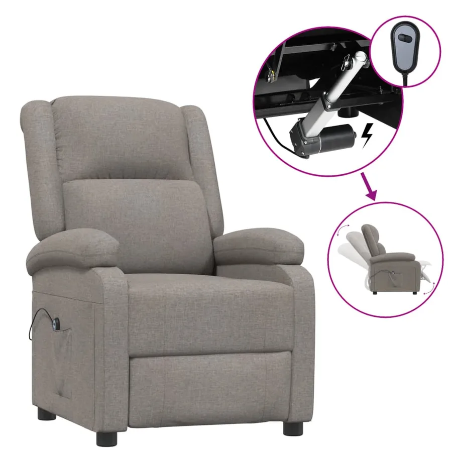 Fauteuil inclinable électrique Taupe Tissu - 2