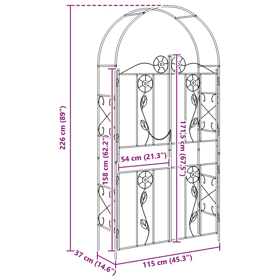 Arche de jardin Uni Vert 115 x 37 x 226 cm - 10