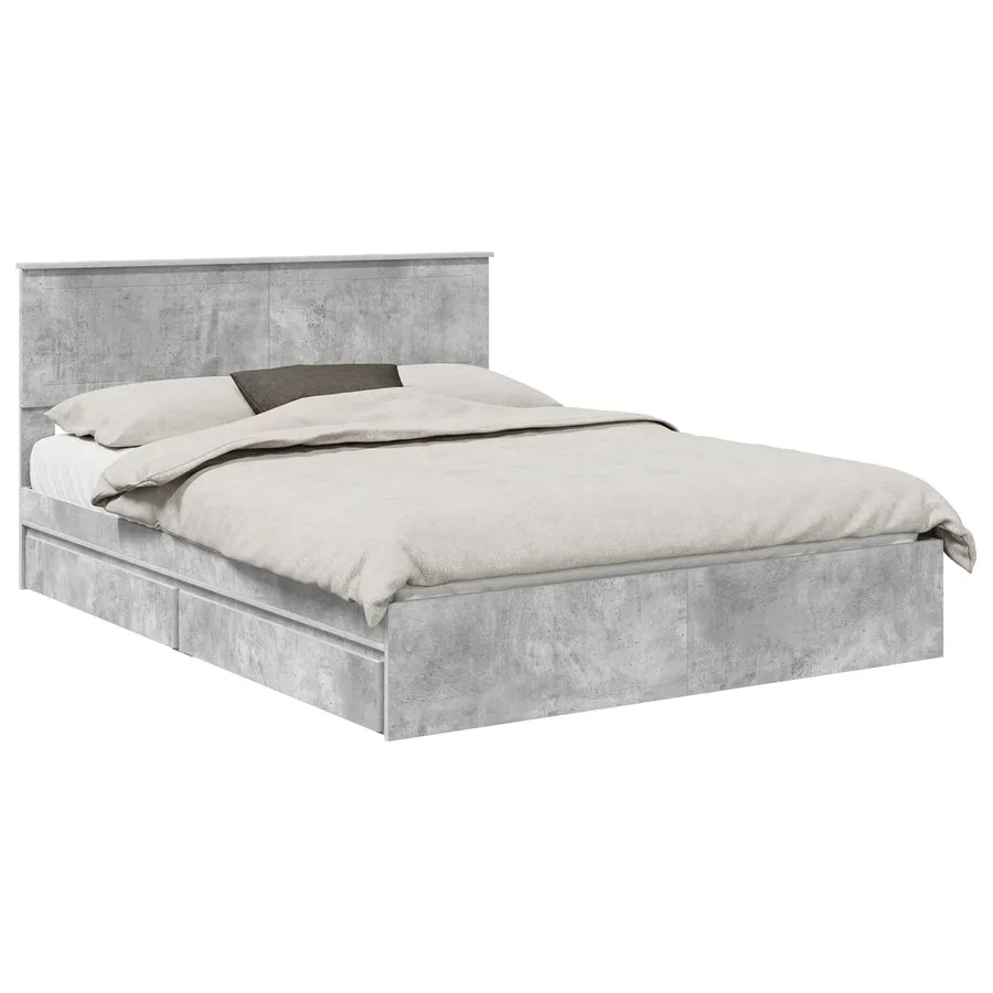 Lit de Rangement Gris béton 150 x 200 cm Bois d'ingénierie - 2