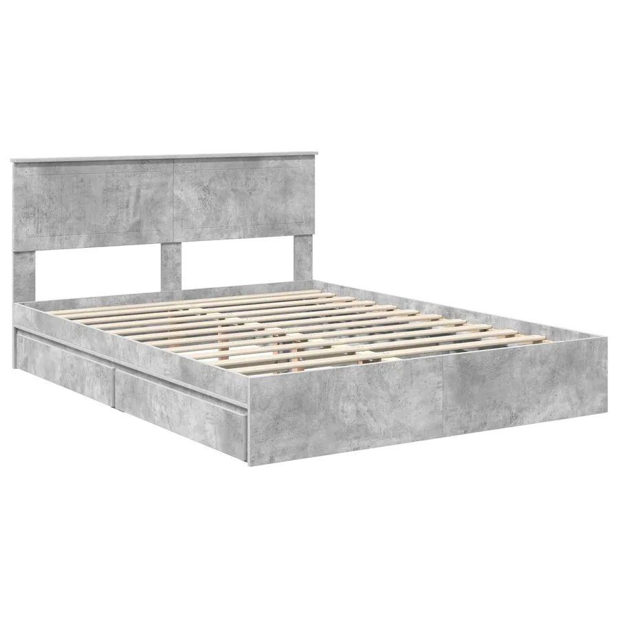 Lit de Rangement Gris béton 150 x 200 cm Bois d'ingénierie - 4