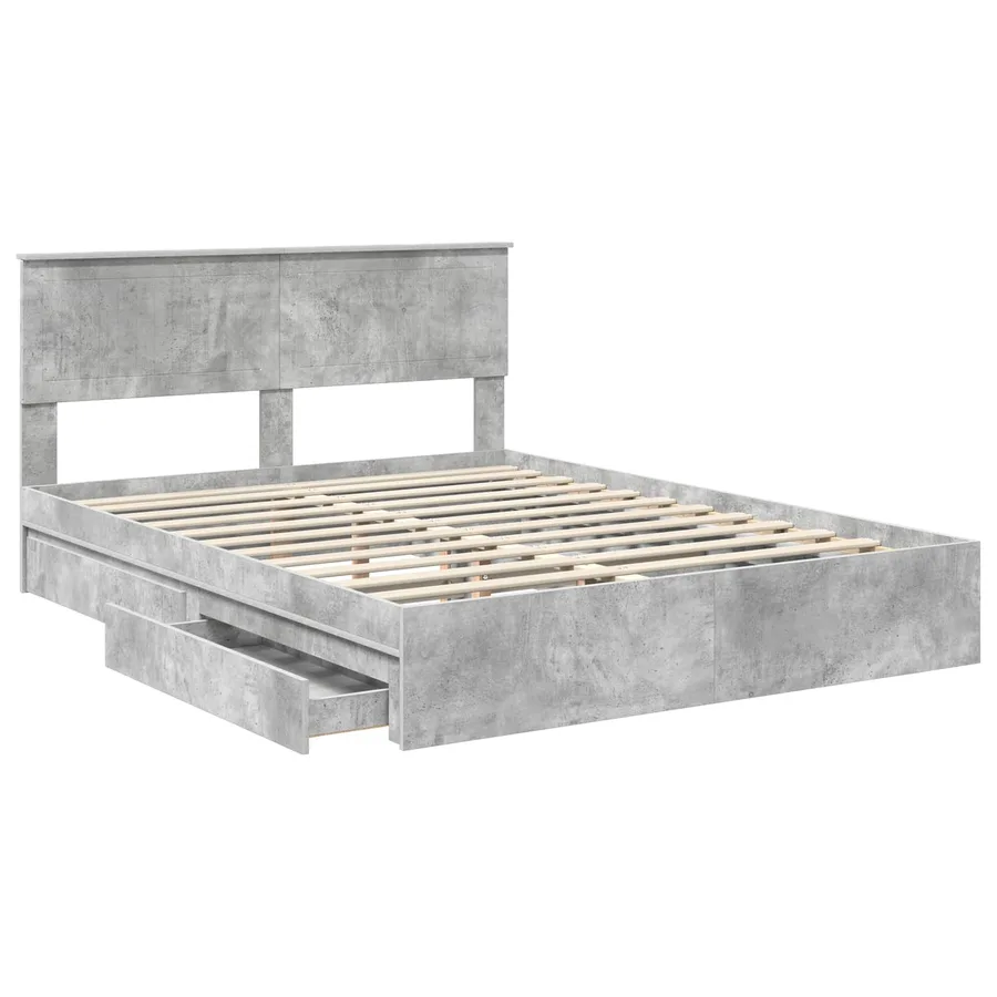 Lit de Rangement Gris béton 150 x 200 cm Bois d'ingénierie - 5