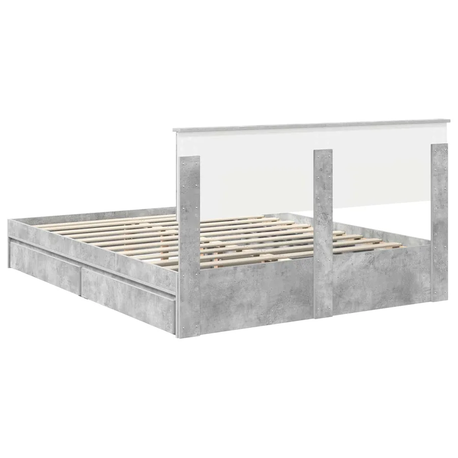 Lit de Rangement Gris béton 150 x 200 cm Bois d'ingénierie - 8