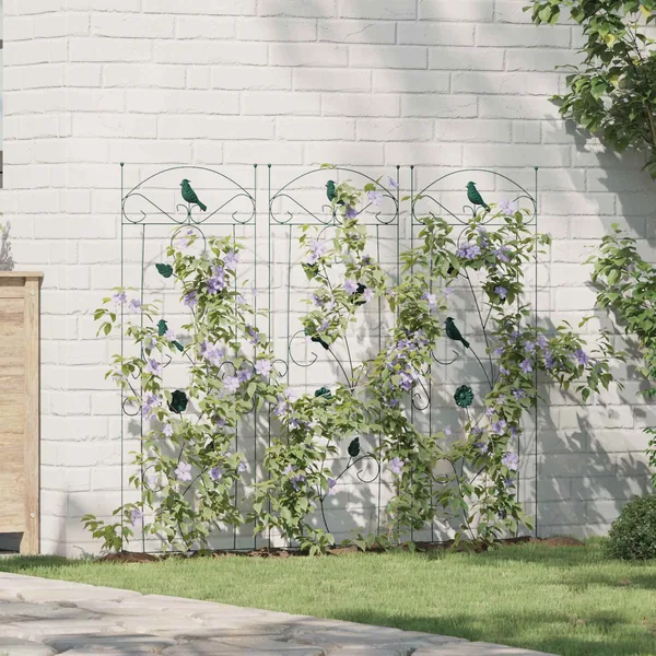 Clôture de jardin 3 pcs Vert 110 x 40 cm Acier