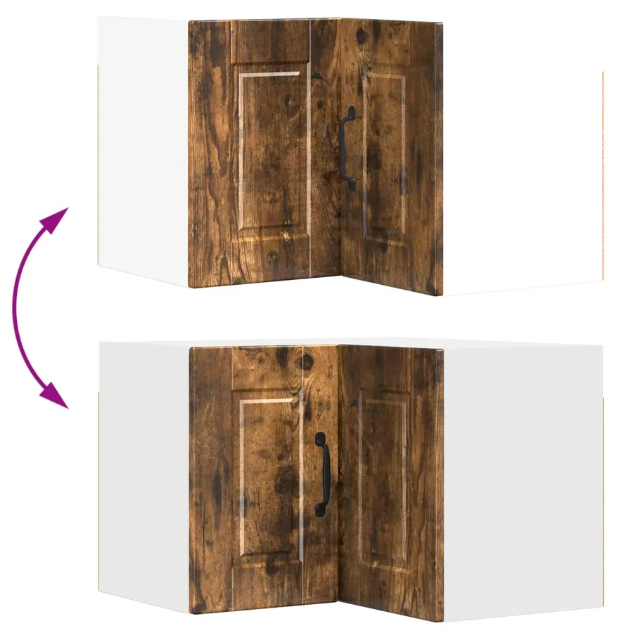 Cabinet d'angle mural PORTO Chêne fumé 57 x 57 x 40 cm - 11