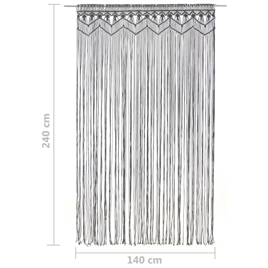 Rideau en macramé Anthracite 140x240 cm Coton - 5