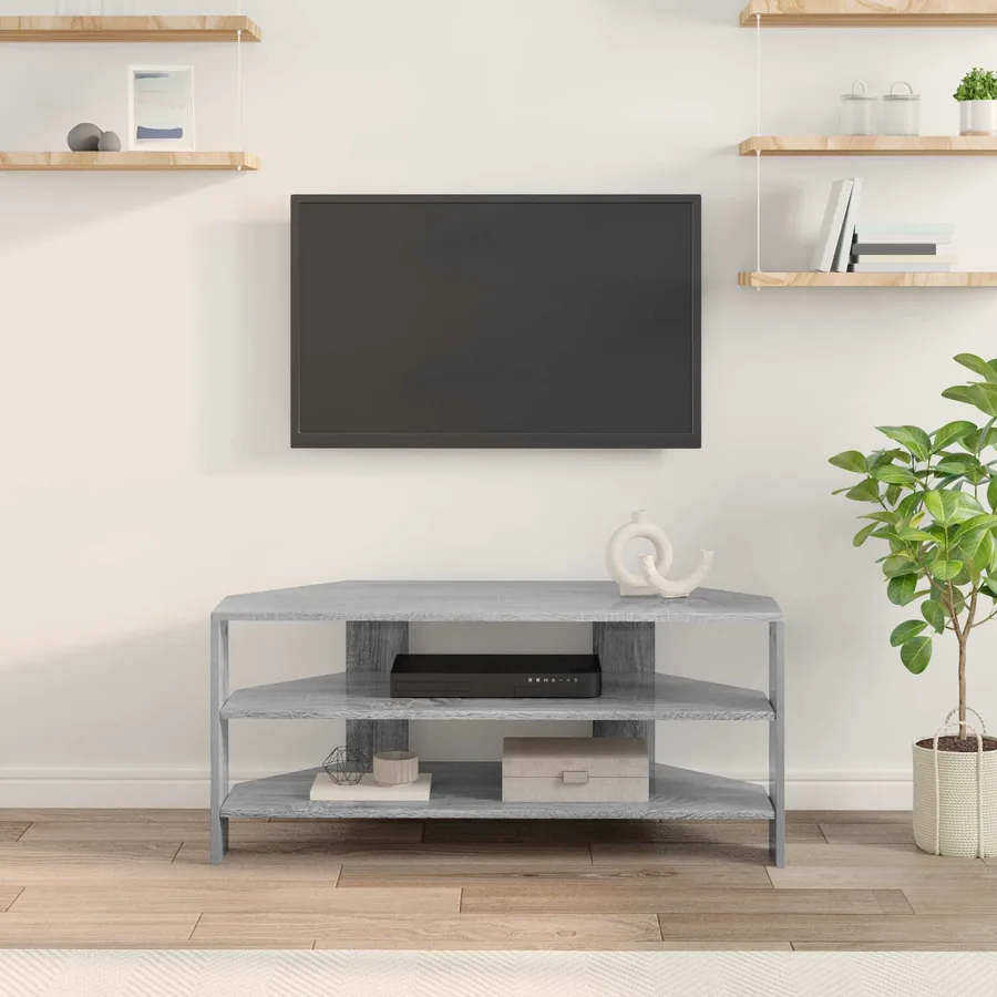 MeubleTVd'Angle Gris Sonoma 102x40,5x45cm Bois d'ingénierie - 4
