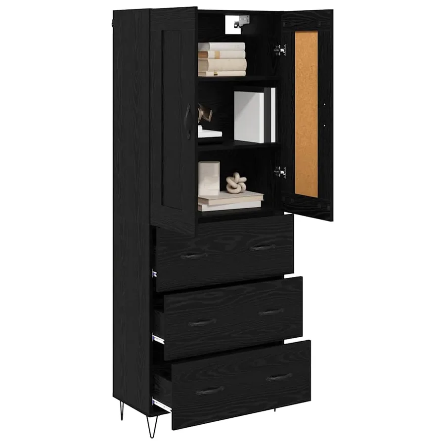 Haut Armoire Chêne noir 69,5 x 34 x 180 cm Bois d'ingénierie - 3