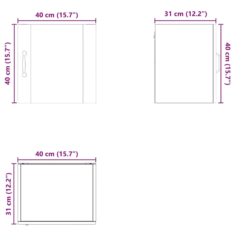 Meuble mural PORTO 2 pcs Blanc brillant 40 x 31 x 40 cm - 15