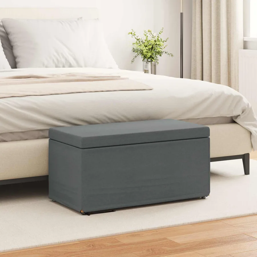 Tabouret Gris foncé 81 x 41 x 40 cm Tissu et bois stratifié
