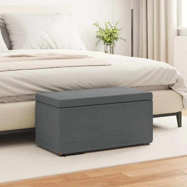 Tabouret Gris foncé 81 x 41 x 40 cm Tissu et bois stratifié