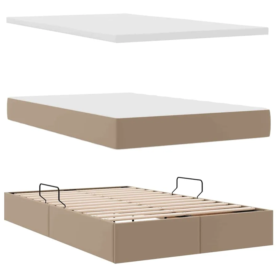 Lit avec rangement et LED Cappuccino 120 x 200 cm Simili cuir - 9