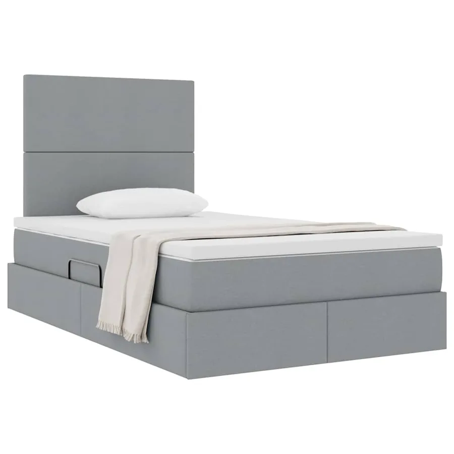 Lit avec rangement et matelas Gris clair 120 x 190 cm tissu - 3