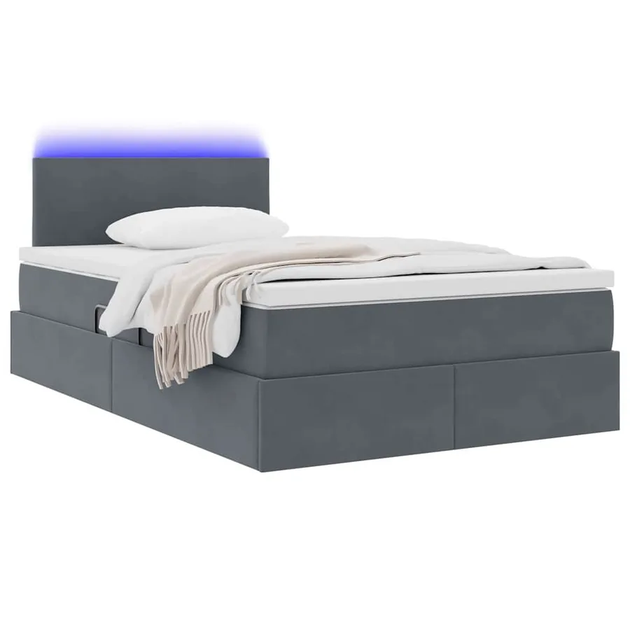 Lit de rangement LED avec matelas Gris foncé 120 x 190 cm - 3