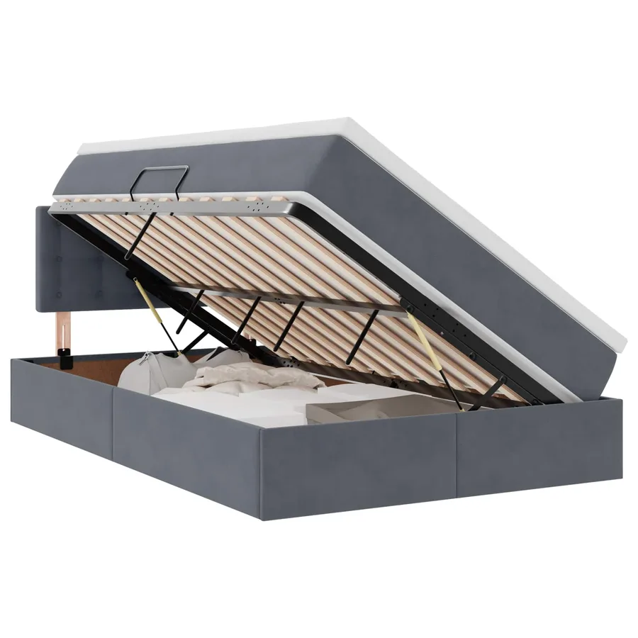 Lit de rangement LED avec matelas Gris foncé 120 x 190 cm - 2