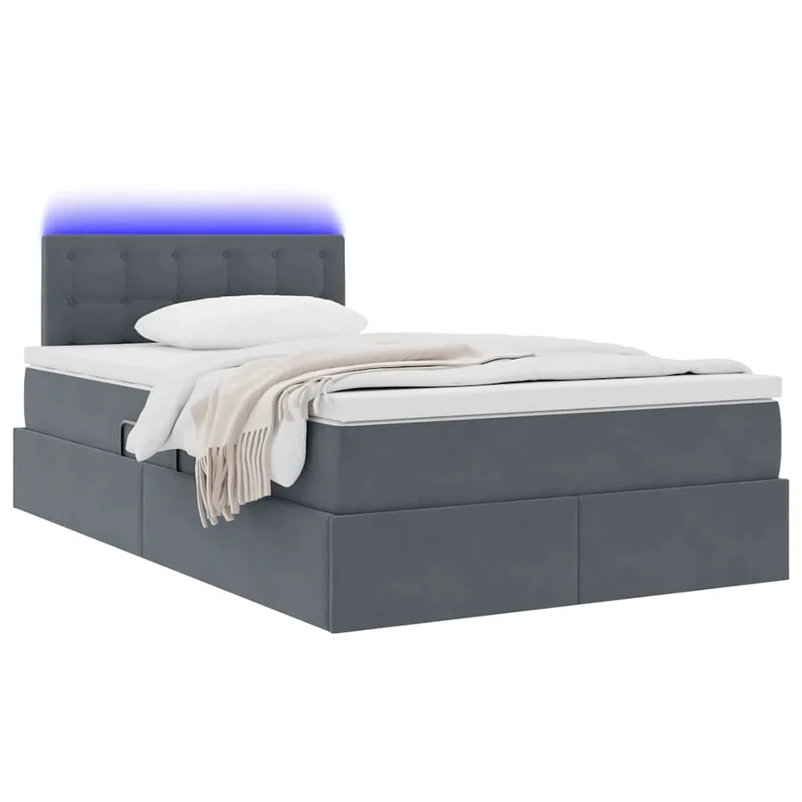 Lit de rangement LED avec matelas Gris foncé 120 x 190 cm - 3