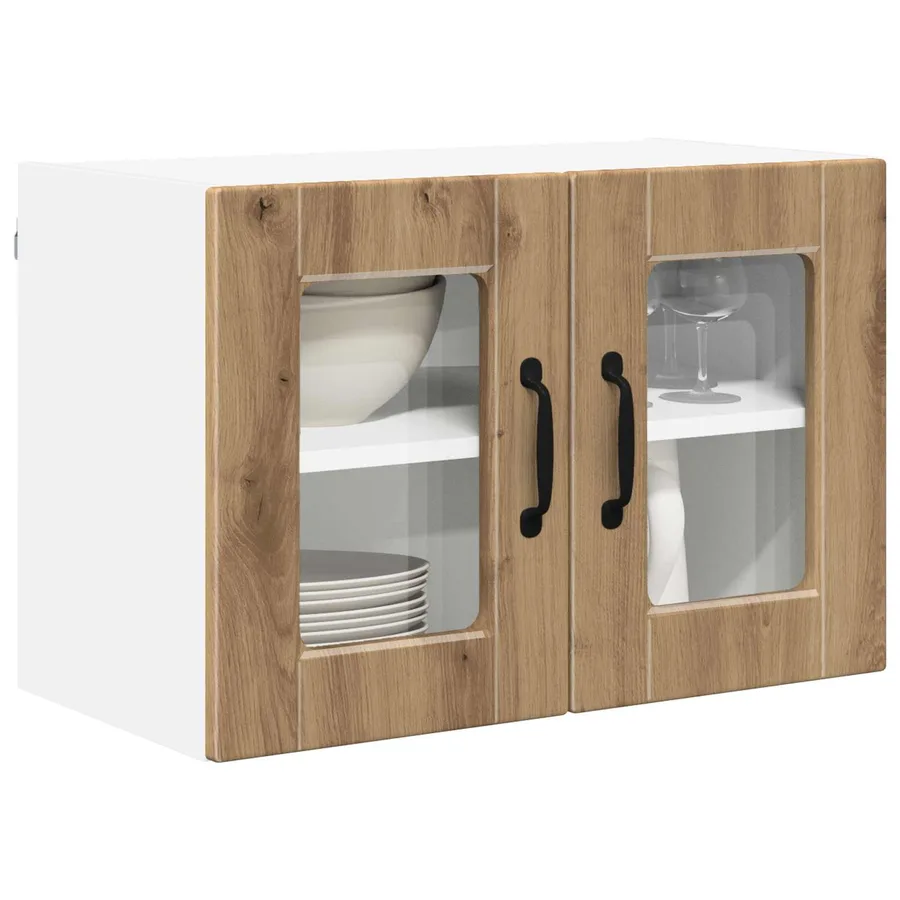 Cabinet en verre mural PORTO Chêne artisanal 60 x 31 x 40 cm - 3