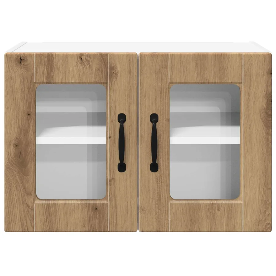 Cabinet en verre mural PORTO Chêne artisanal 60 x 31 x 40 cm - 6