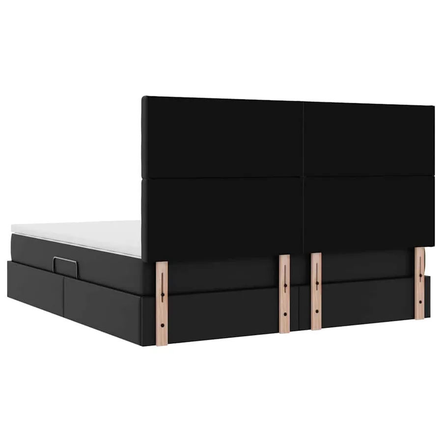 Lit avec rangement et LED Noir 160 x 200 cm Simili cuir - 12