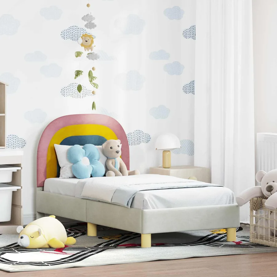 Cadre de lit pour tout-petit avec tête de lit Crème 70 x 140 cm