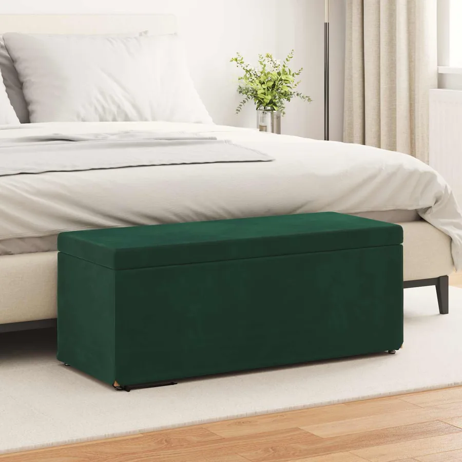 Tabouret Vert foncé 101 x 41 x 40 cm Velours et Bois Composite