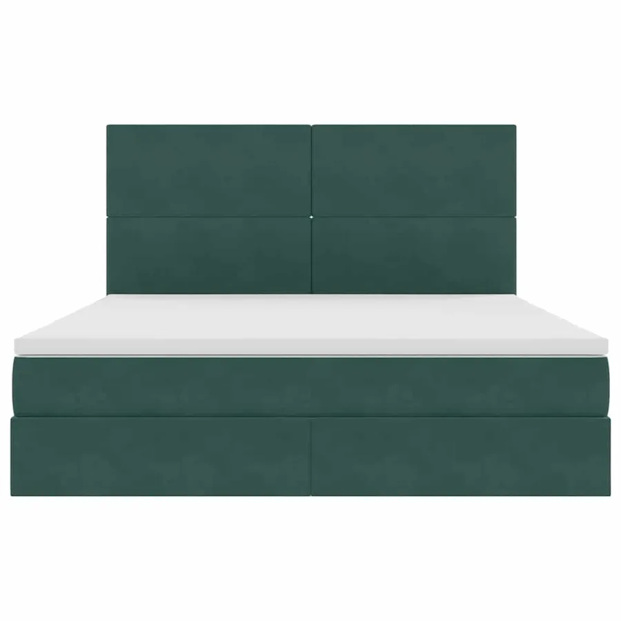 Lit avec rangement et matelas Vert foncé 160 x 200 cm Velours - 7