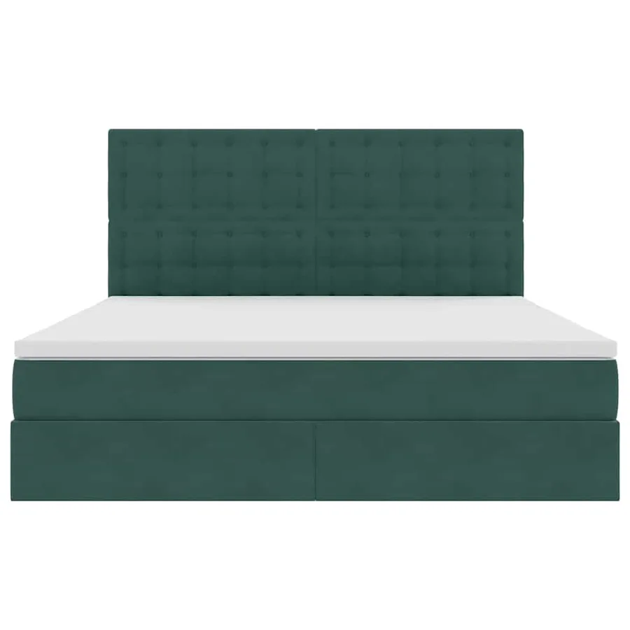Lit avec rangement et matelas Vert foncé 160 x 200 cm Velours - 7