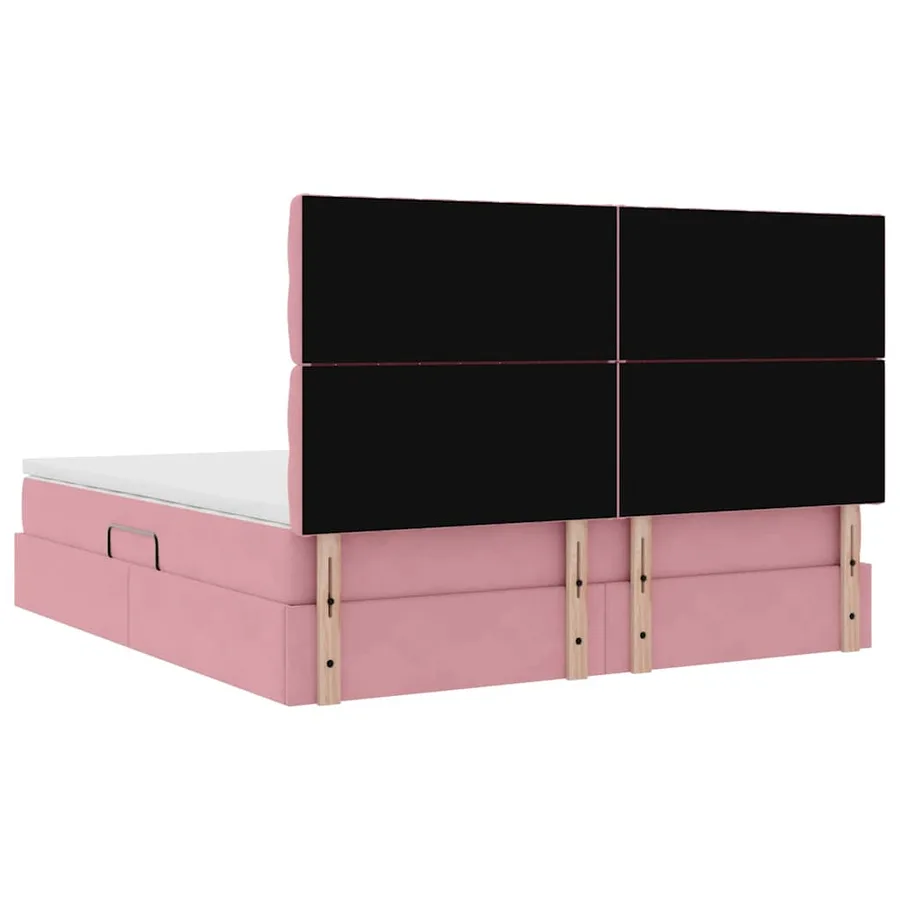 Lit de rangement LED avec matelas Rose 160 x 200 cm Velours - 12