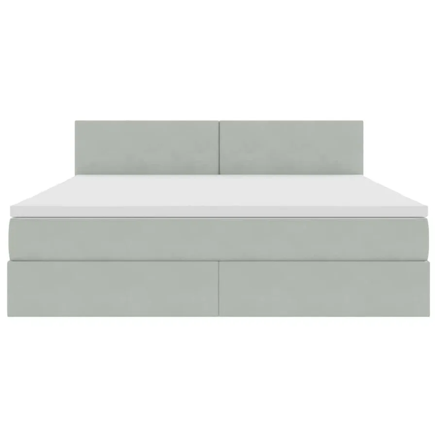 Lit de Rangement avec matelas Gris clair 160 x 200 cm Velours - 7