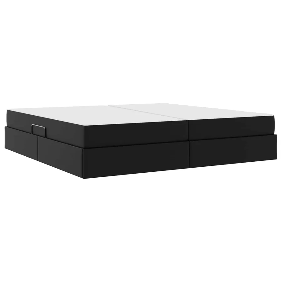 Lit avec rangement et matelas avec matelas 2 pcs Noir Cuir - 10