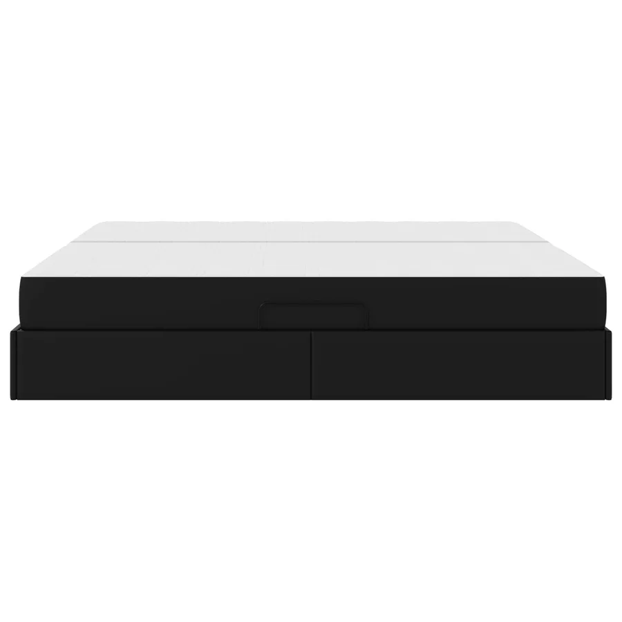Lit avec rangement et matelas avec matelas 2 pcs Noir Cuir - 9